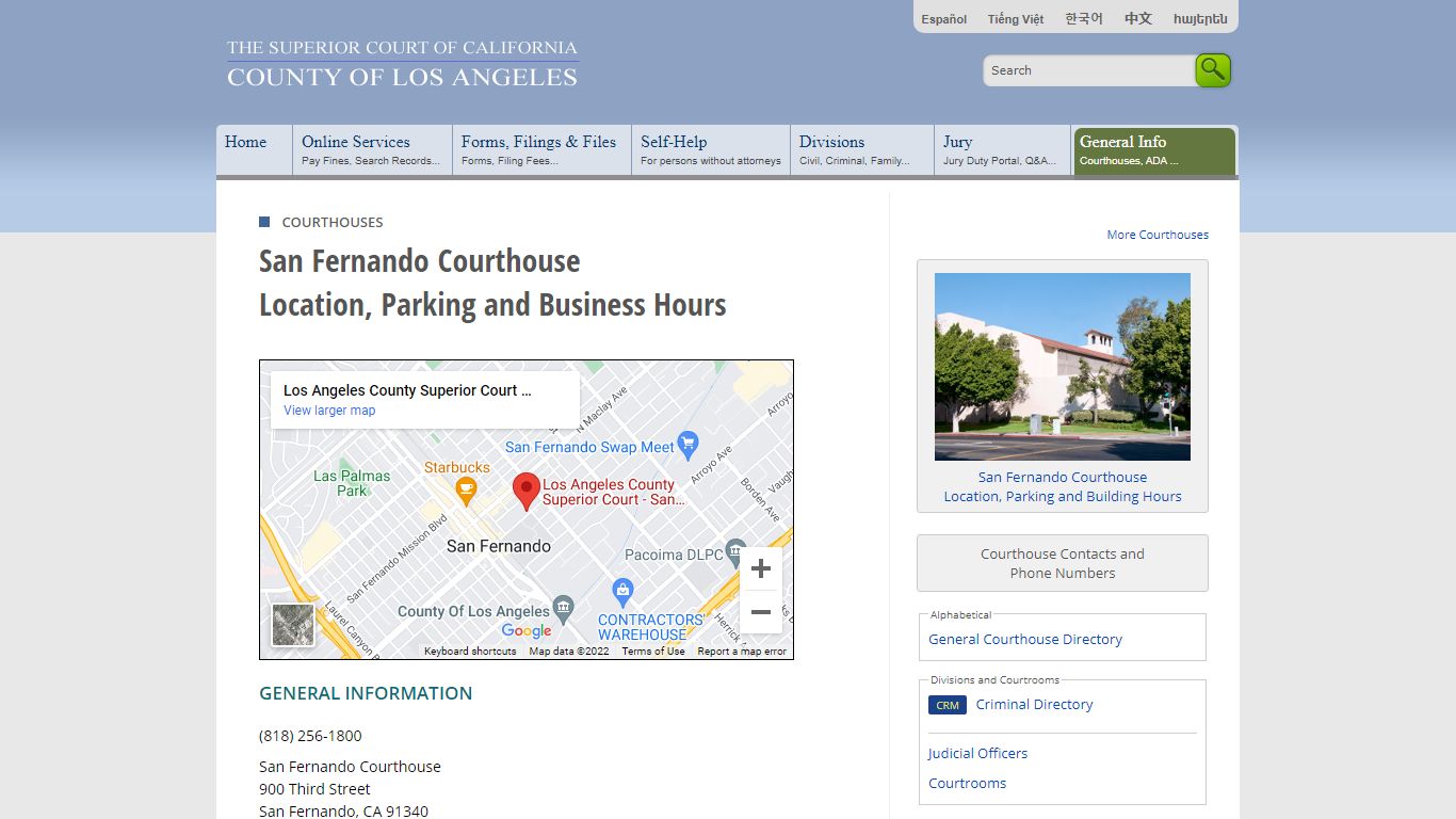 Contacts and Locations - LA Court - Los Angeles County Superior Court