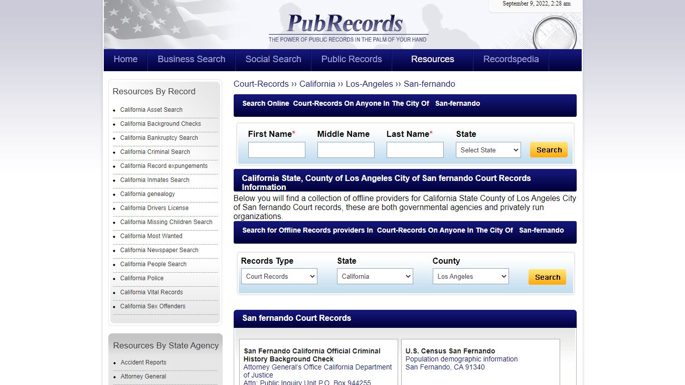 San fernando, Los Angeles County, California Court Records